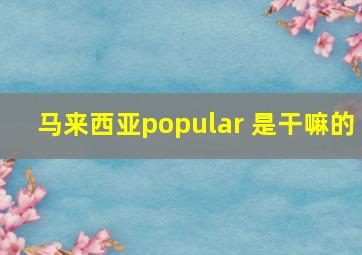 马来西亚popular 是干嘛的